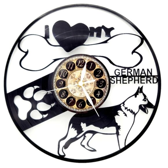 I HEART MY GERMAN SHEPHERD vinyl record clock - Picture 1 of 2
